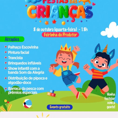Prefeitura de Castilho promoverá Festa das Crianças com atrações e brinquedos na Feirinha