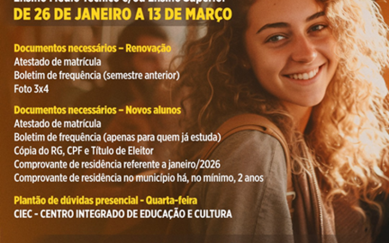 Castilho abre prazo e divulga requisitos para obtenção do transporte escolar 2026