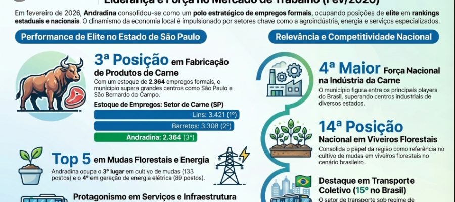 Andradina se destaca no ranking estadual e nacional de empregos formais