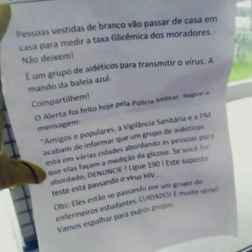 Fake News sobre falsos agentes de saúde circula nas redes sociais