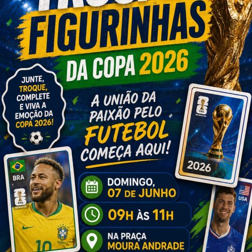 Troca de figurinhas da Copa 2026 reúne paixão pelo futebol na Moura Andrade