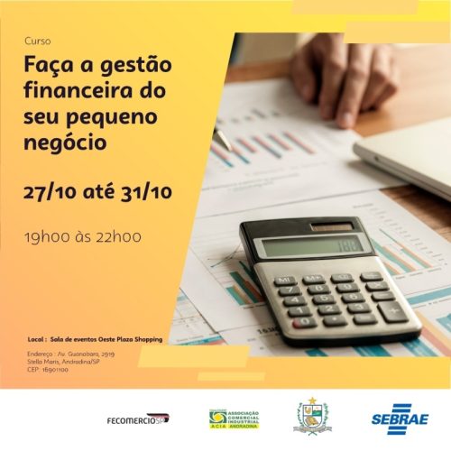 Empreendedores de Andradina terão curso gratuito de gestão financeira em parceria com o Sebrae