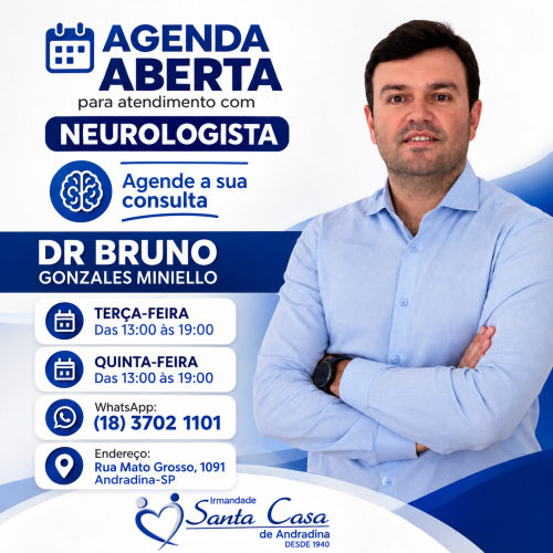 Santa Casa de Andradina abre agenda para consultas com neurologista