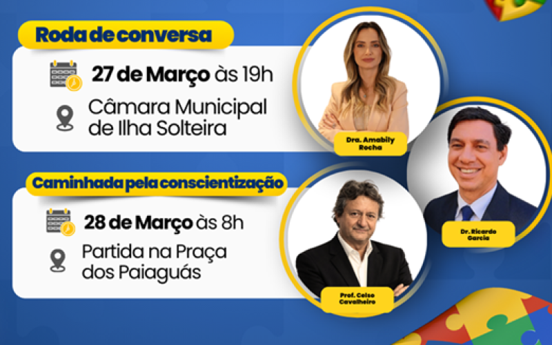 Evento “Autismo e Sociedade” promove roda de conversa e caminhada de conscientização em Ilha Solteira