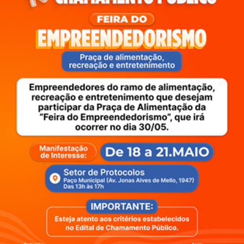 Pereira Barreto abre chamamento para Praça de Alimentação e Lazer da Feira do Empreendedorismo