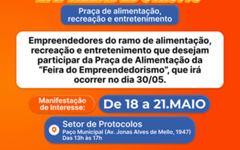 Pereira Barreto abre chamamento para Praça de Alimentação e Lazer da Feira do Empreendedorismo