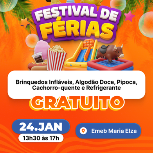 Festival de Férias oferece tarde de lazer gratuito para crianças em Pereira Barreto
