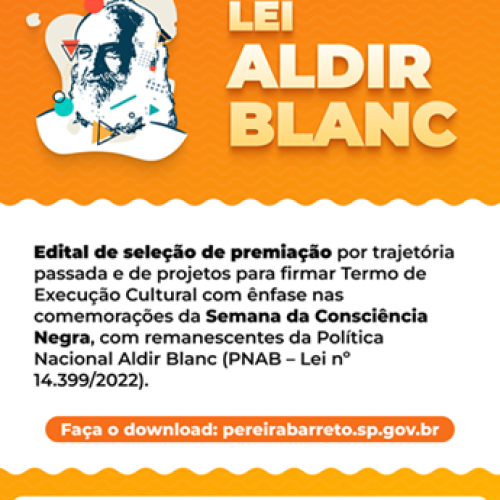 Prefeitura de Pereira Barreto lança edital de seleção cultural com recursos da Política Nacional Aldir Blanc