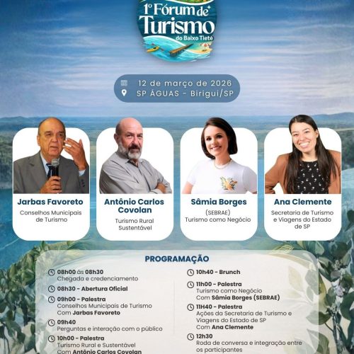 1º Fórum de Turismo do Baixo Tietê acontece no dia 12