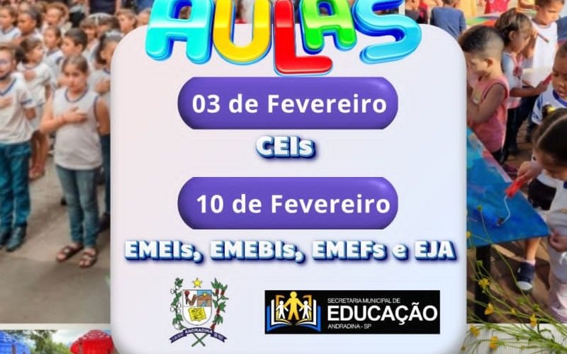 Rede Municipal volta às aulas em 10 de fevereiro